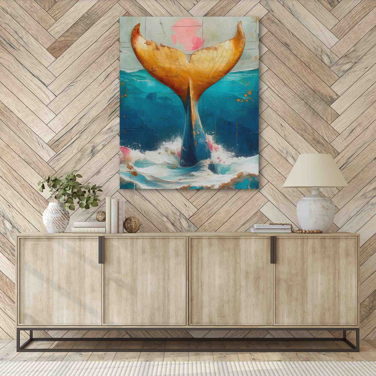 Gold Whale Tail - Animals Art