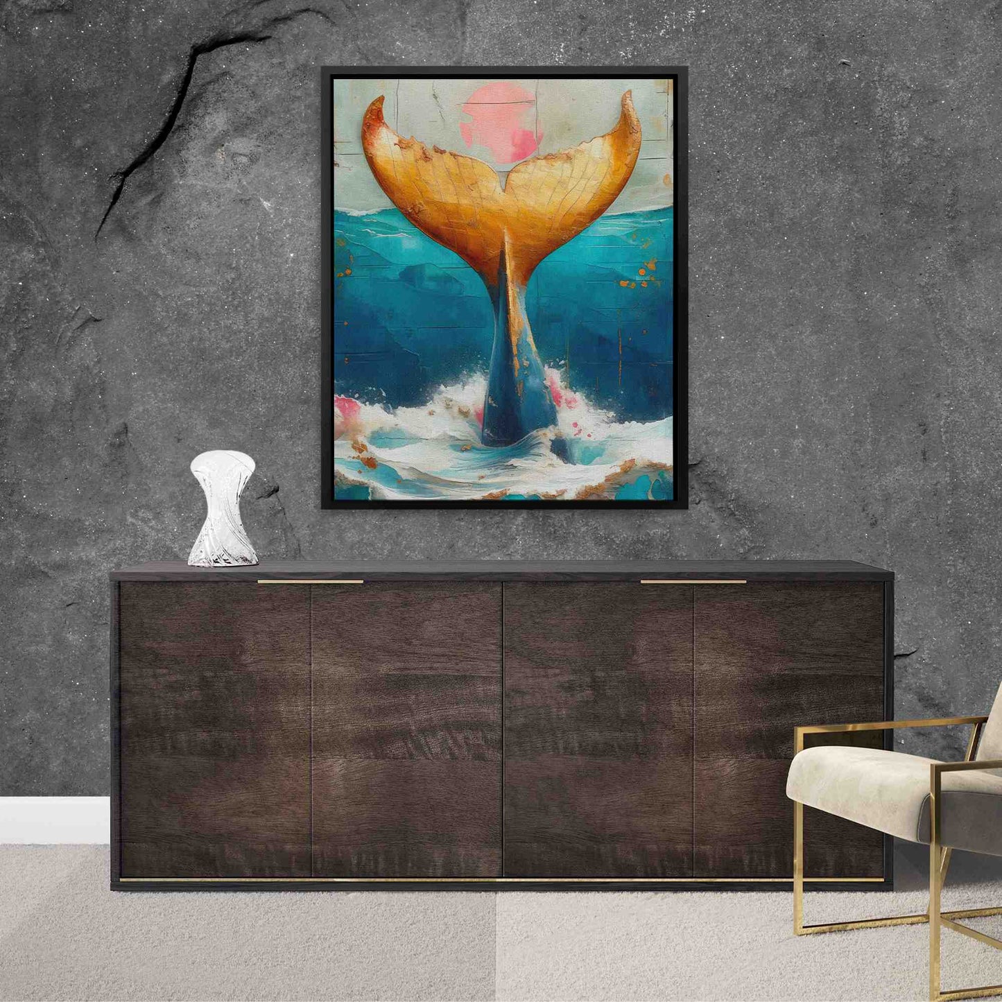 Gold Whale Tail - Modern Gold Canvas Wall Art