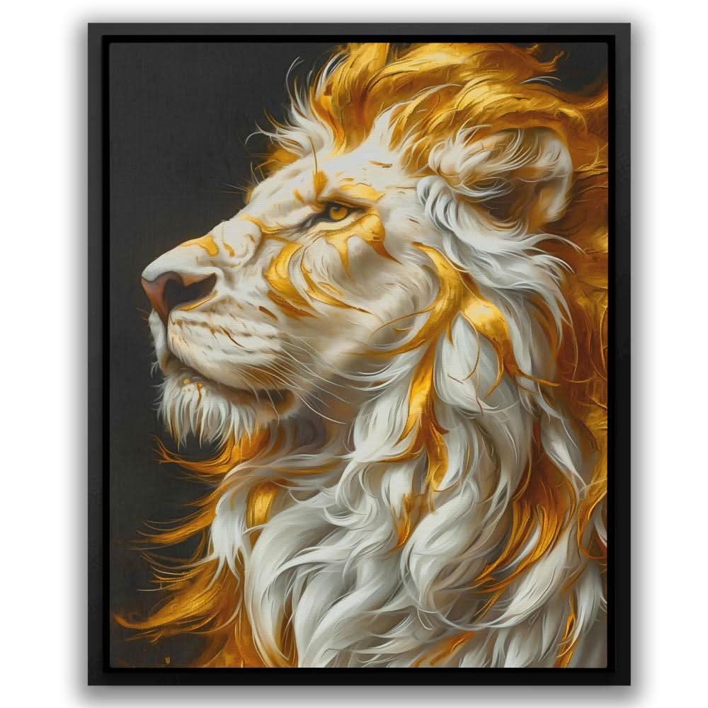 Golden Albino Lion - Gold Animals Canvas Print