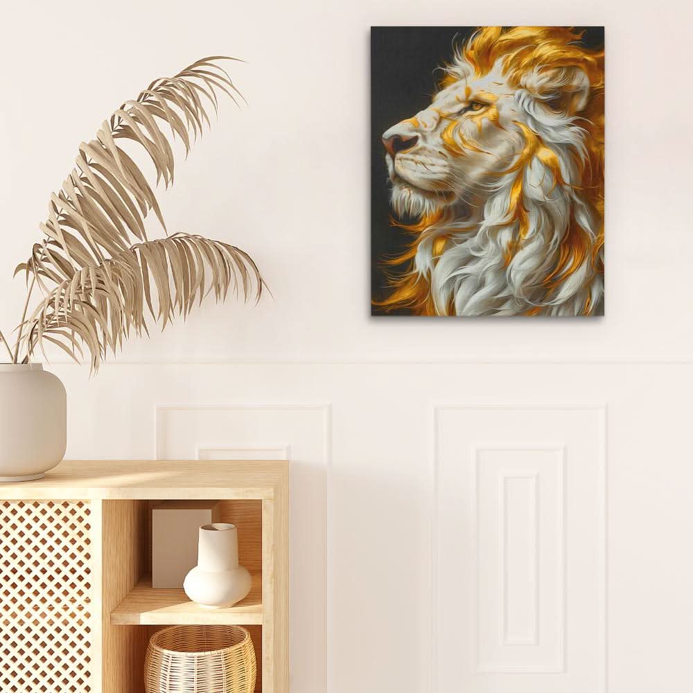 Golden Albino Lion - Gold Canvas Wall Art