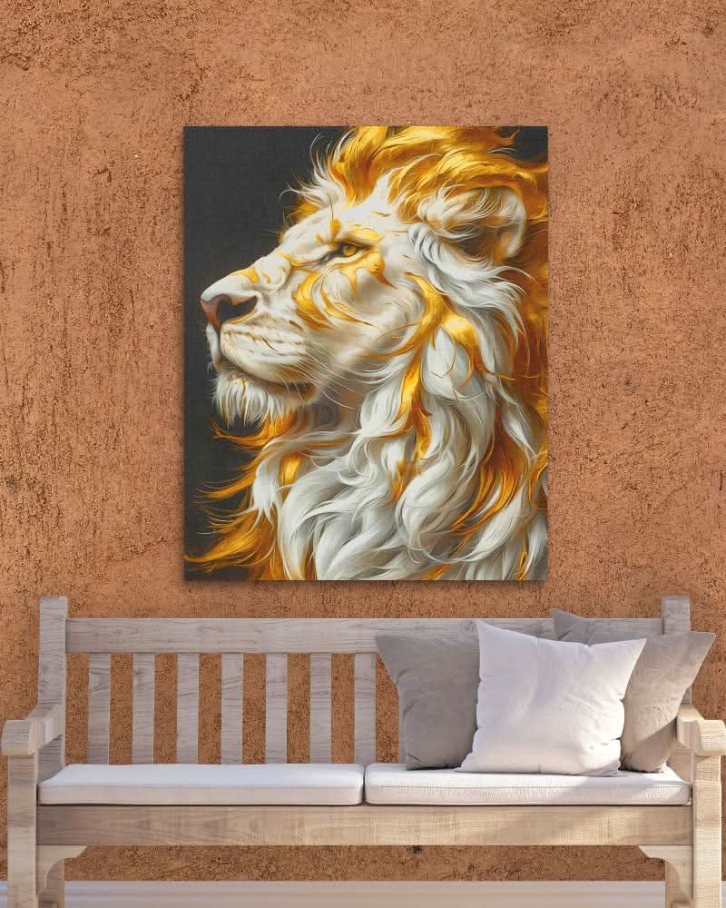 Golden Albino Lion - Large Canvas Print