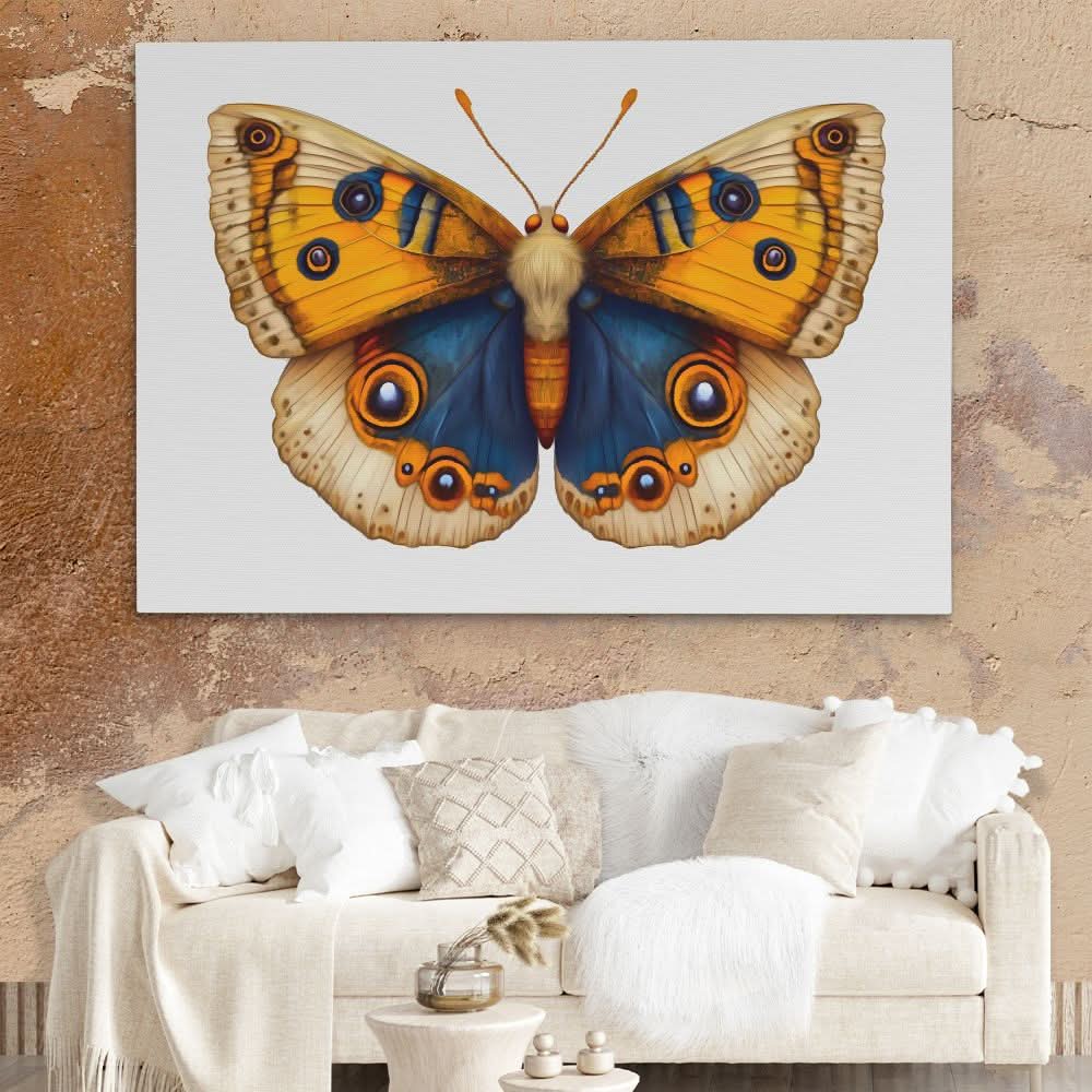 Golden and Blue Butterfly - Large Canvas Print