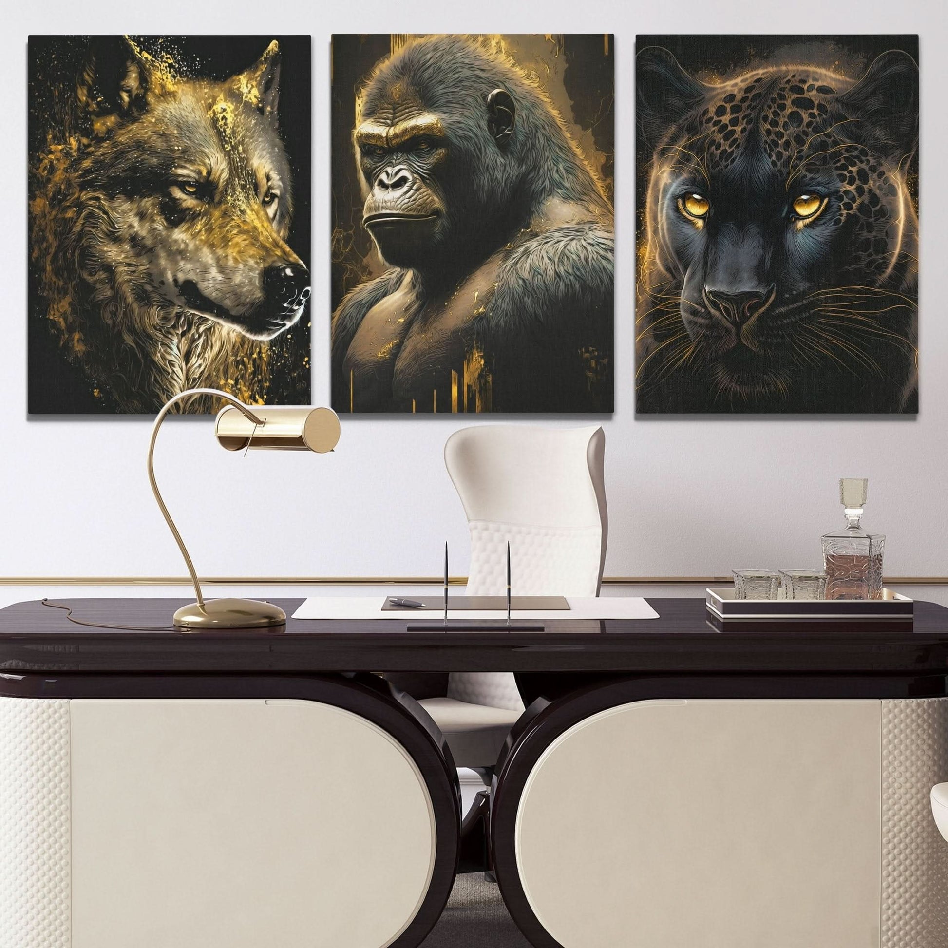 Golden Apex Predators (2) Set - V1 - Black Jungle Canvas Print