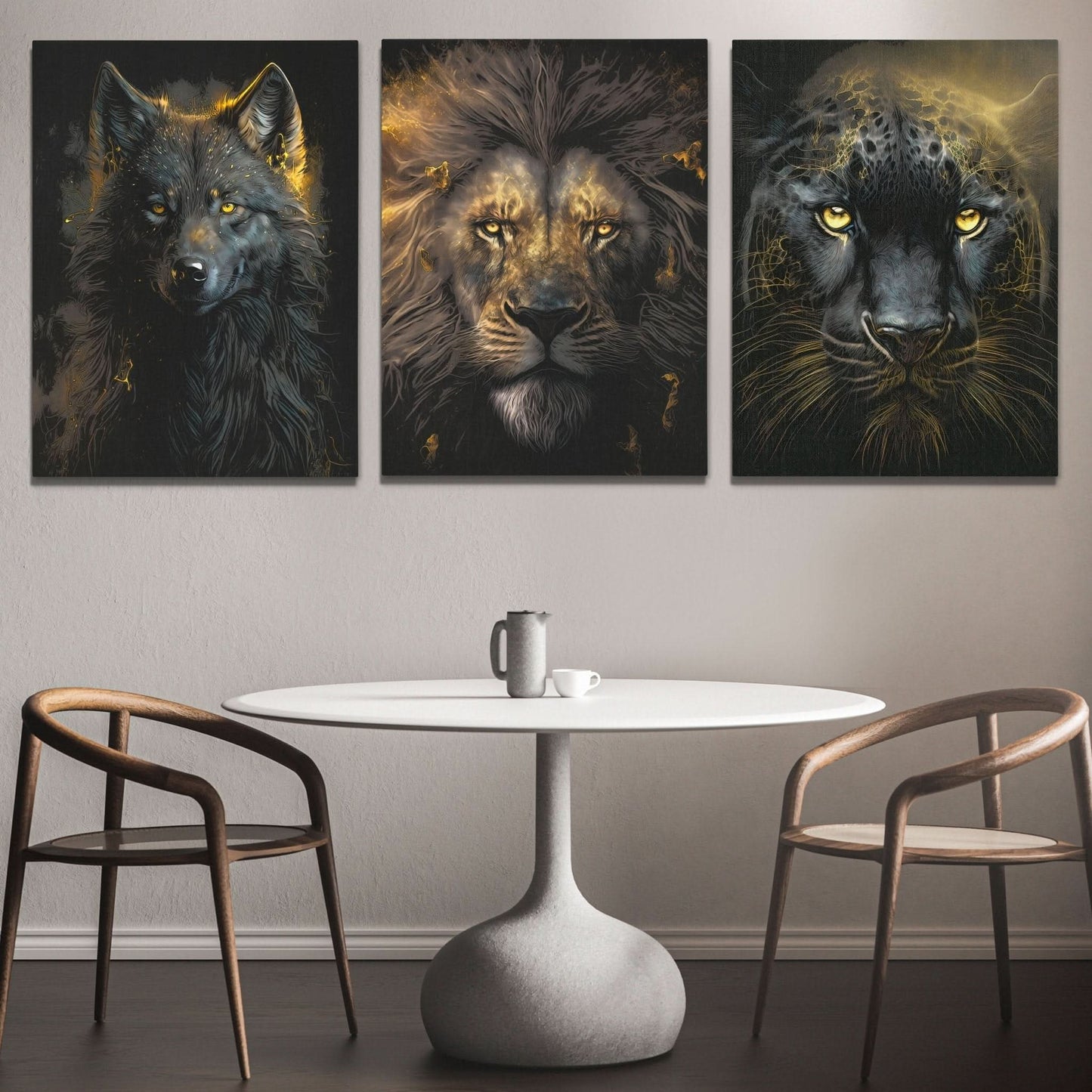 Golden Apex Predators (2) Set - V2 - Animals Art for Bedroom