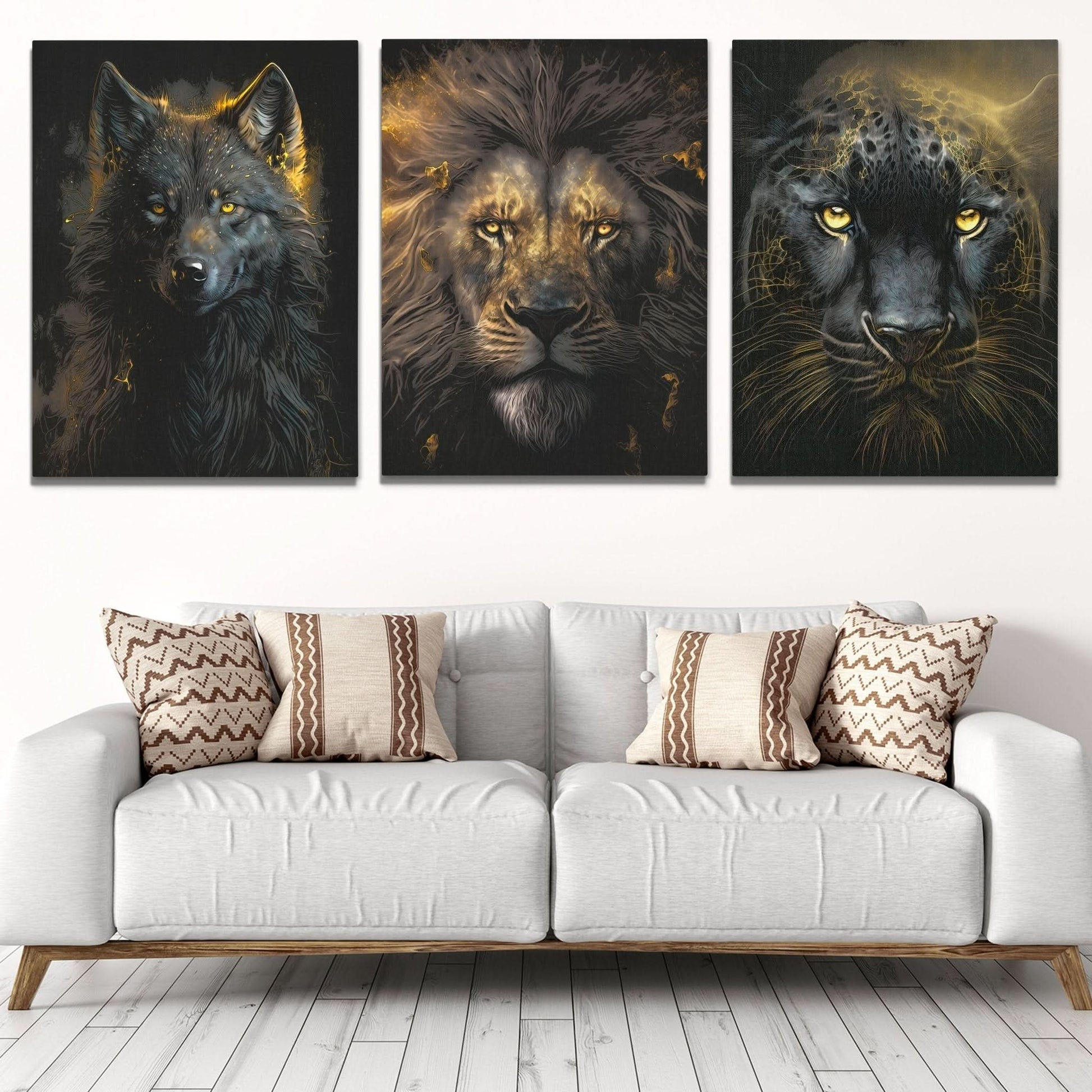 Golden Apex Predators (2) Set - V2 - Large Canvas Print