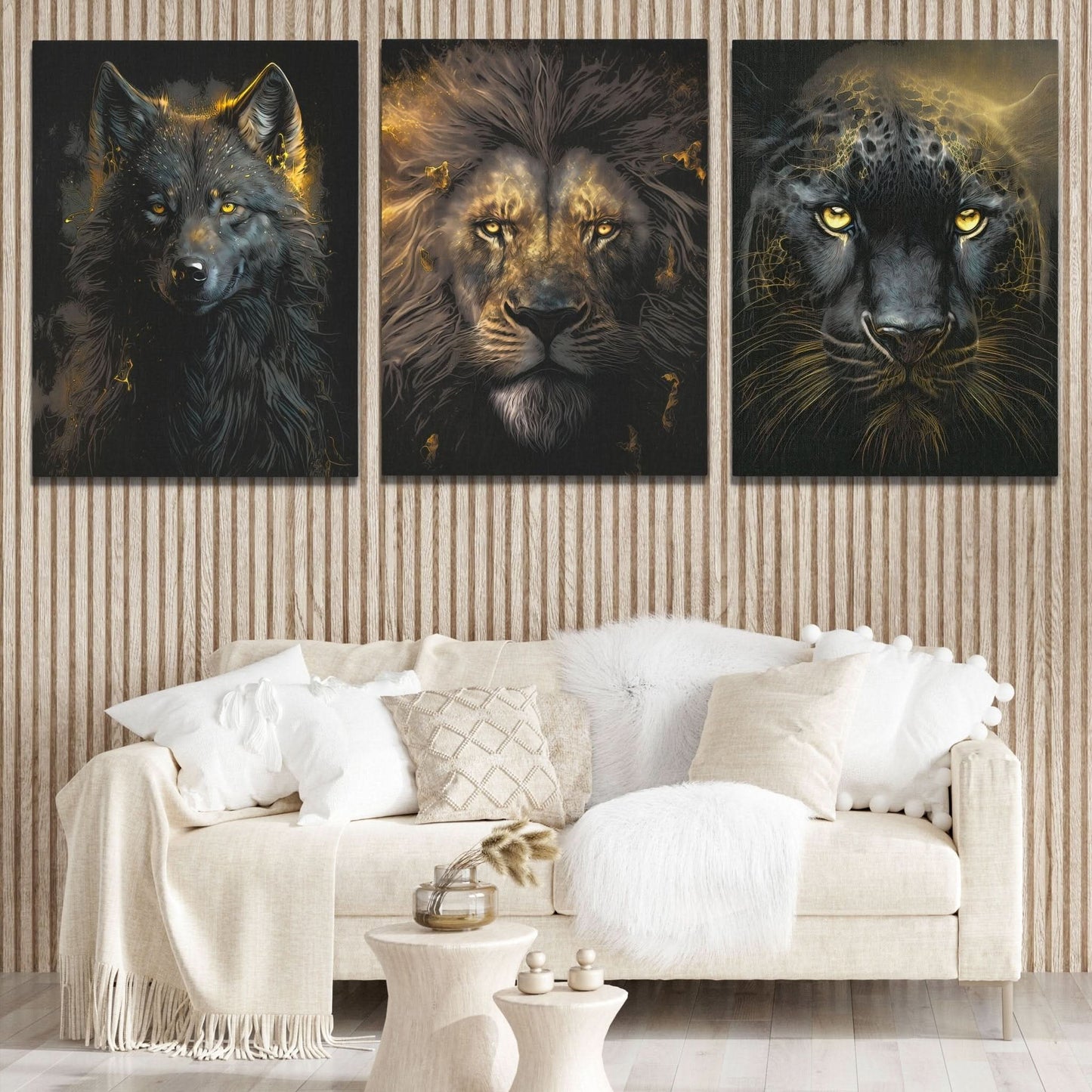 Golden Apex Predators (2) Set - V2 - Black and Gold Wall Art for Hallway