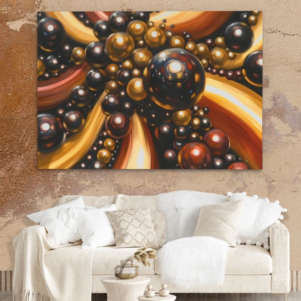 Golden Balls - Contemporary Brown Canvas Wall Art