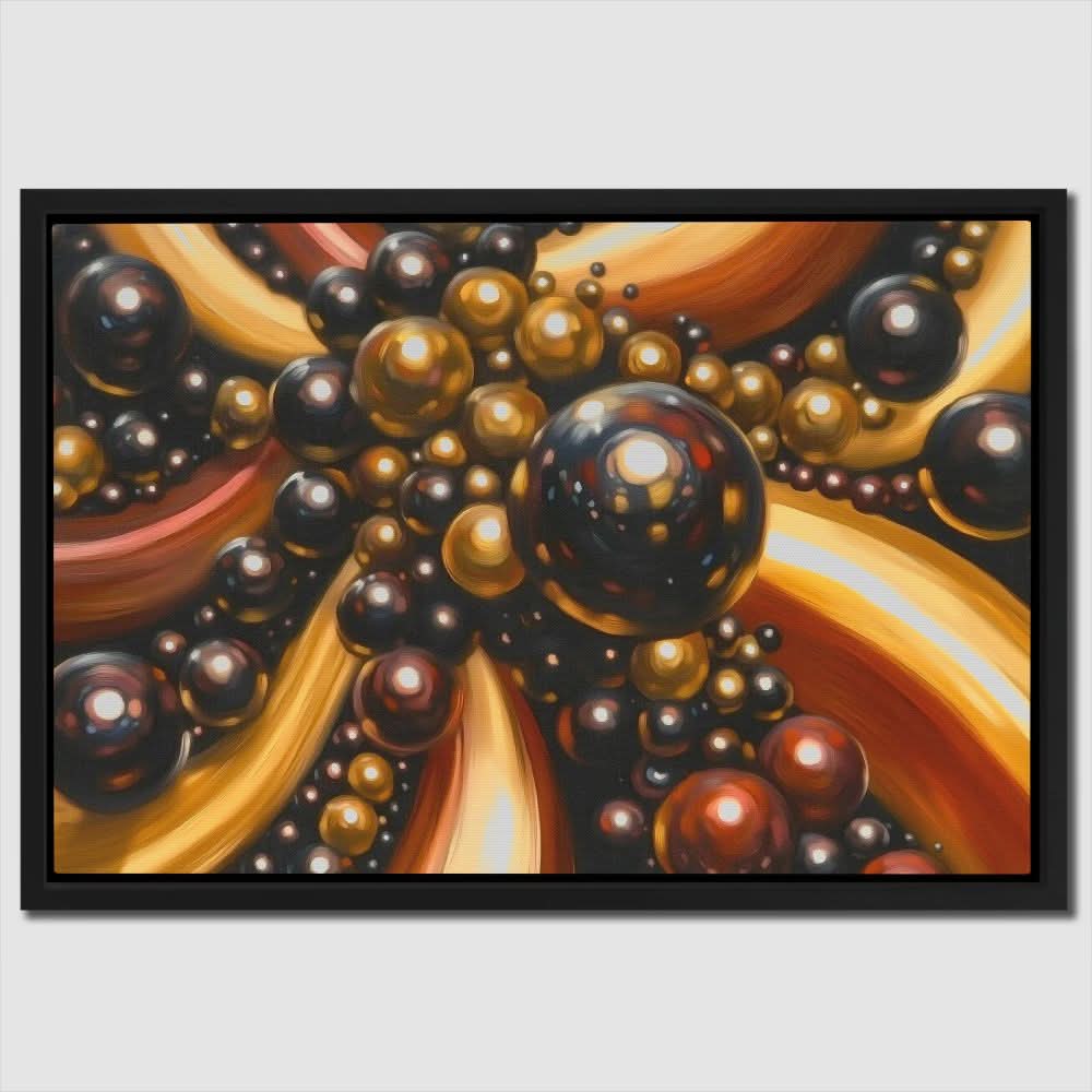 Golden Balls - Black and Gold Wall Art for Hallway
