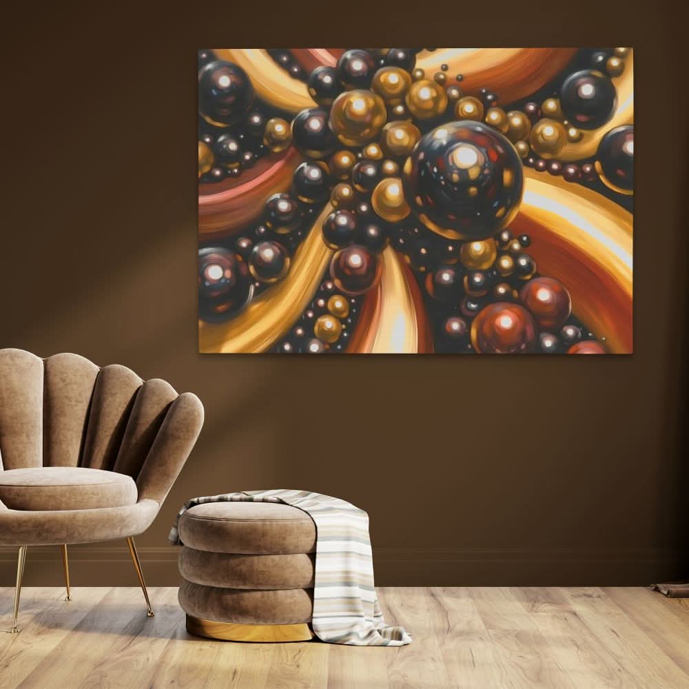 Golden Balls - Luxury Wall Art in Black Frame