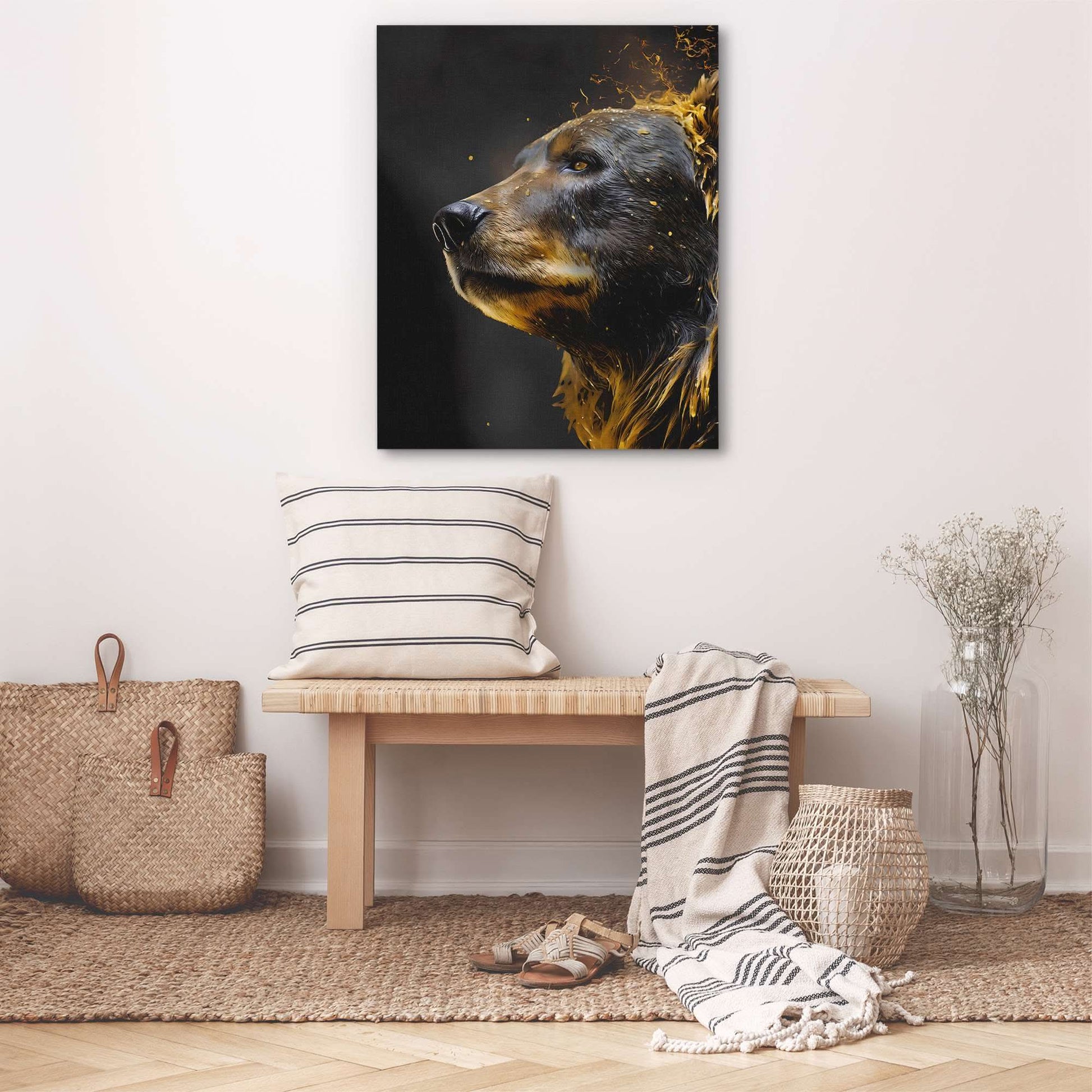 Golden Bear - Bear Wall Art in Black Frame