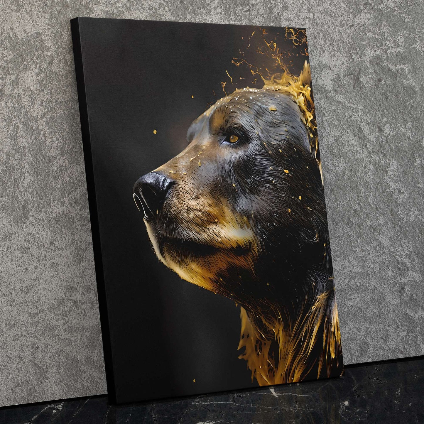 Golden Bear - Wall Art in Black Frame