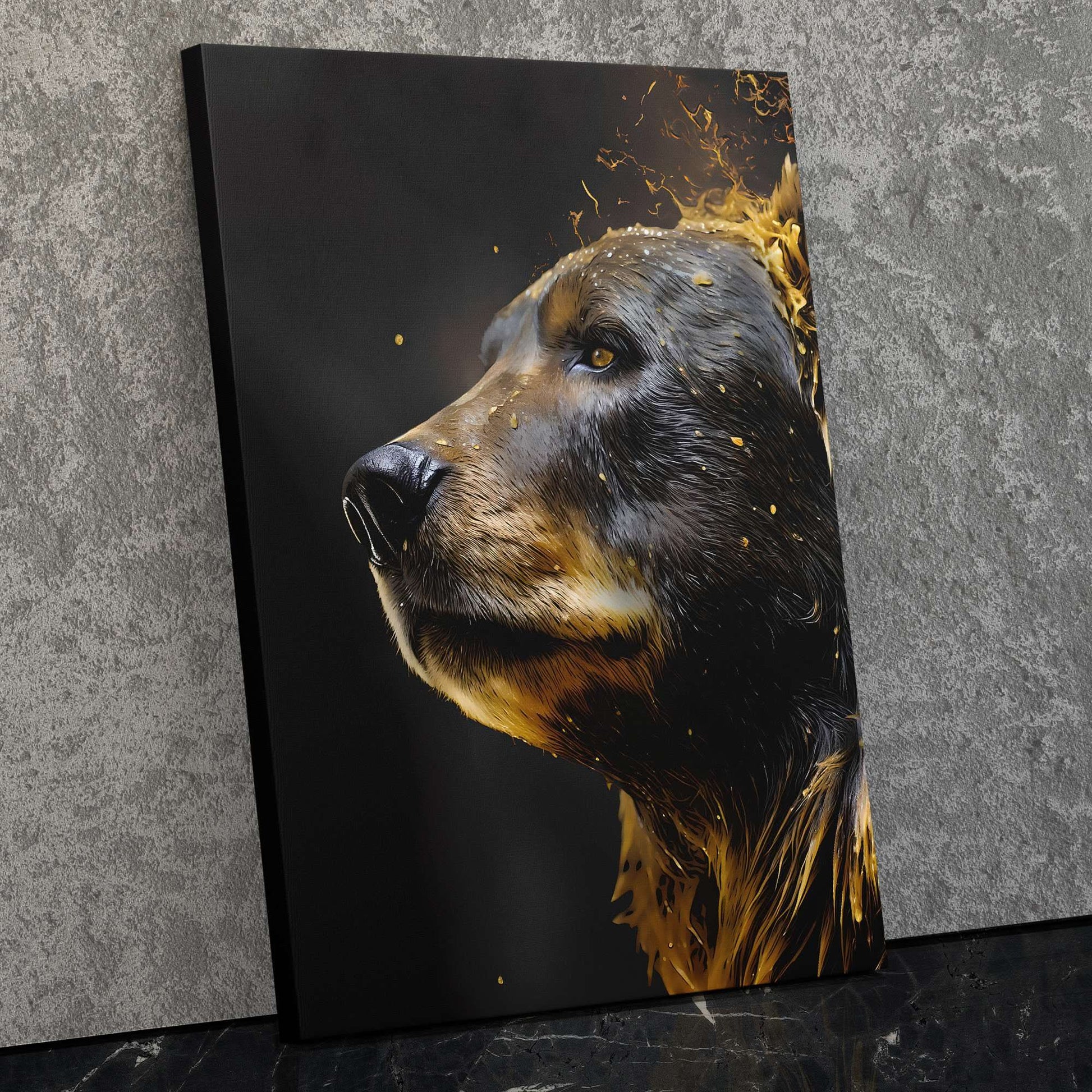 Golden Bear - Wall Art in Black Frame