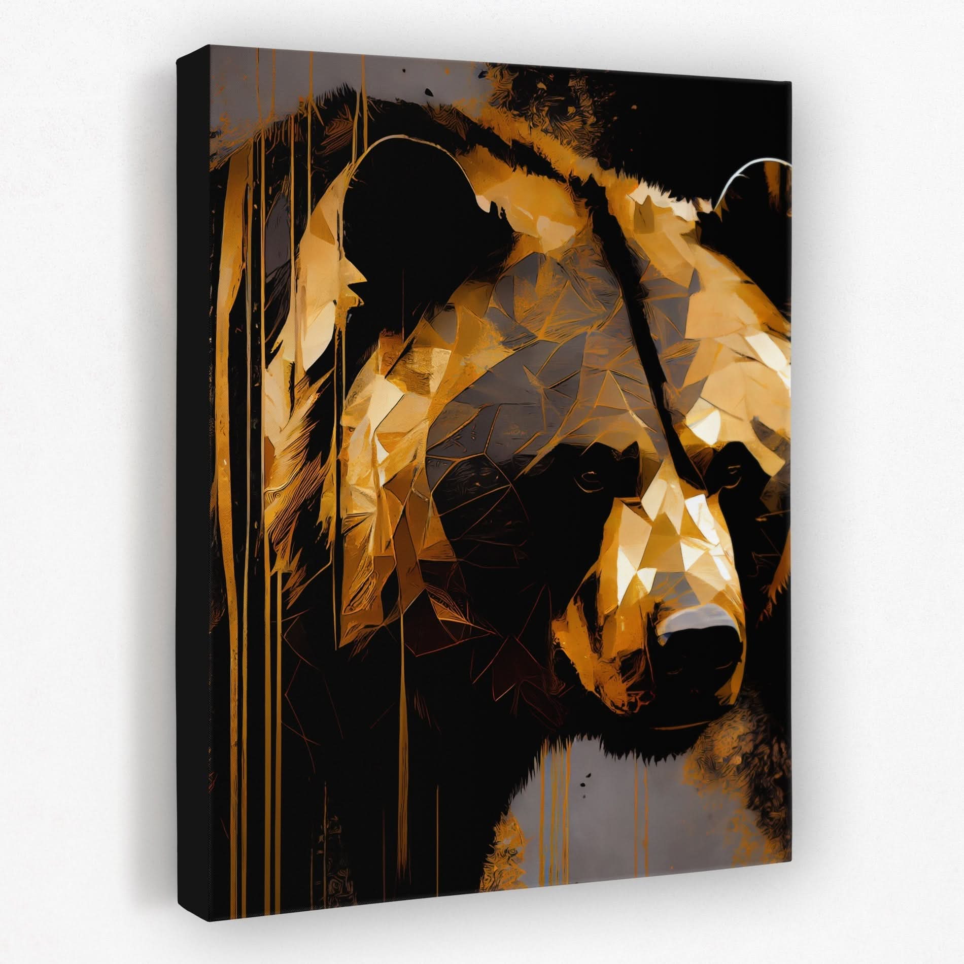 Golden Bear Gazing - Animals Canvas Wall Art
