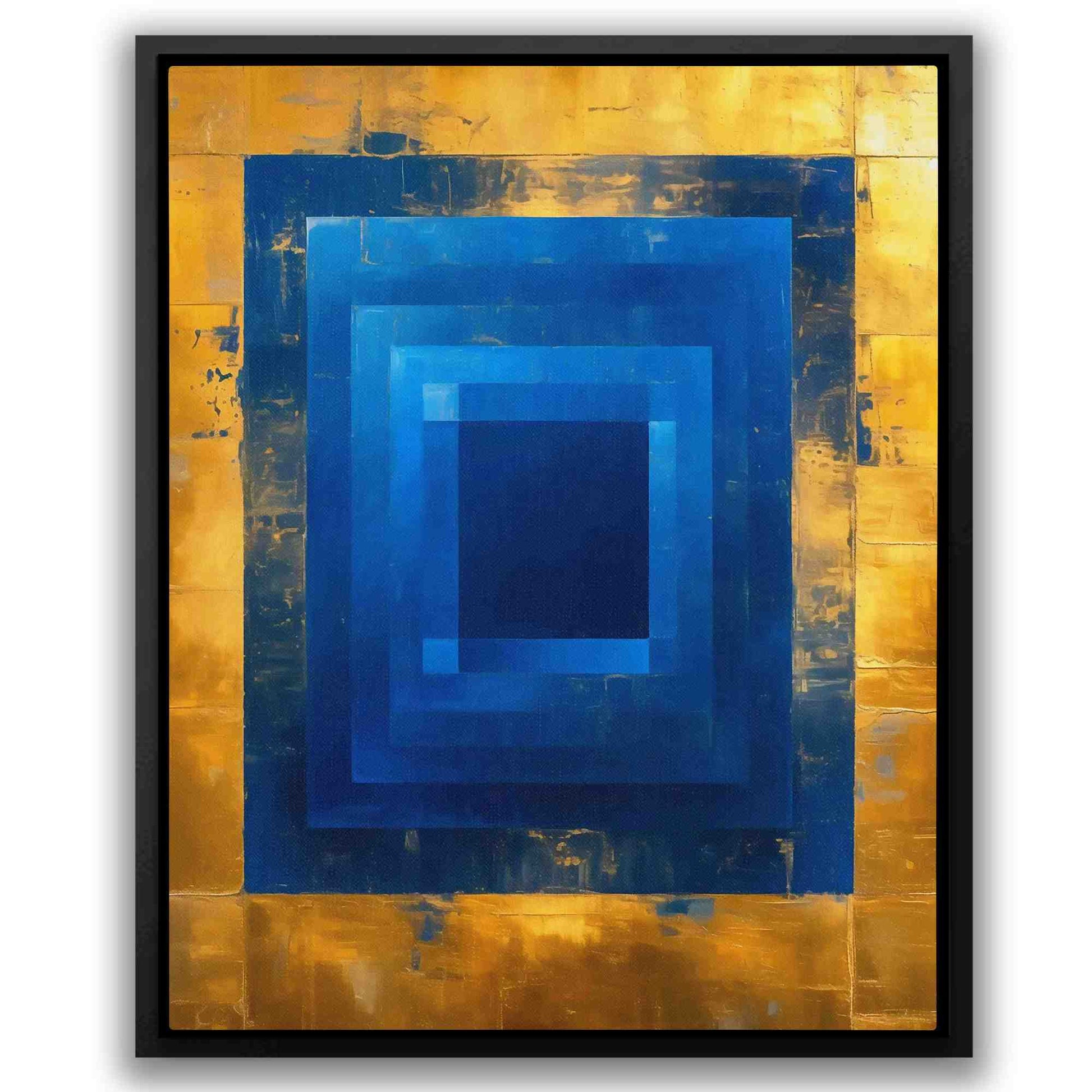 Golden Blue Maze - Cobalt Canvas Wall Art