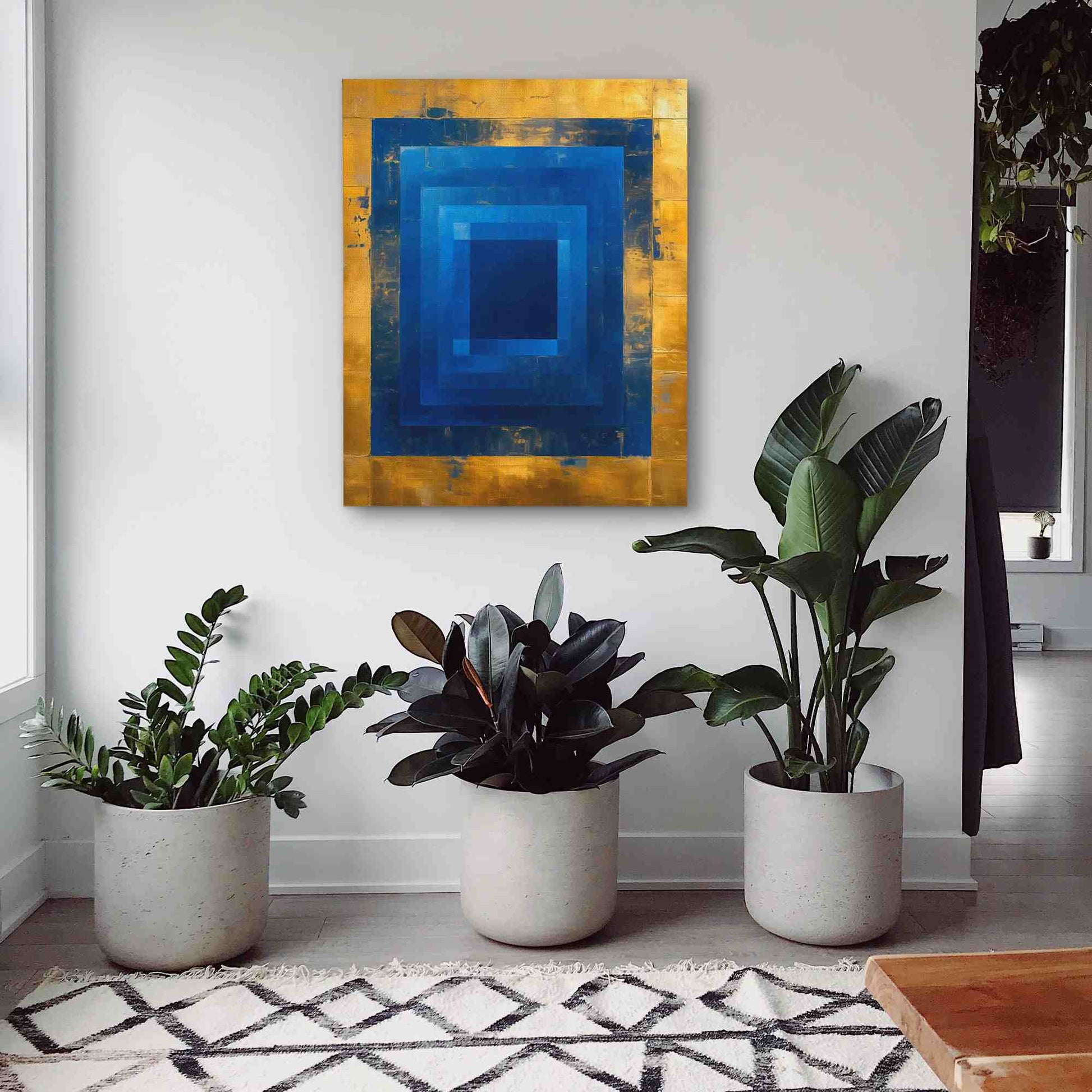 Golden Blue Maze - Cobalt Art