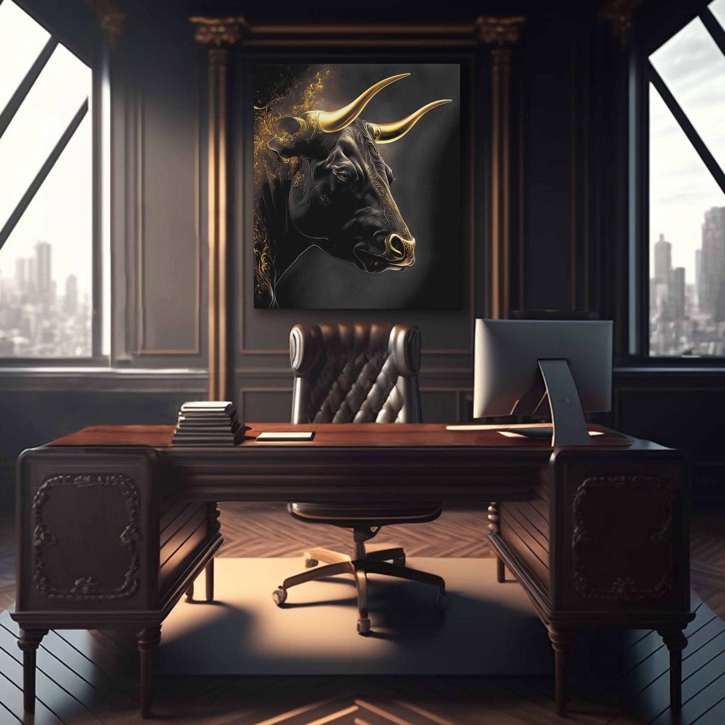 Golden Bull - Animals Art for Office