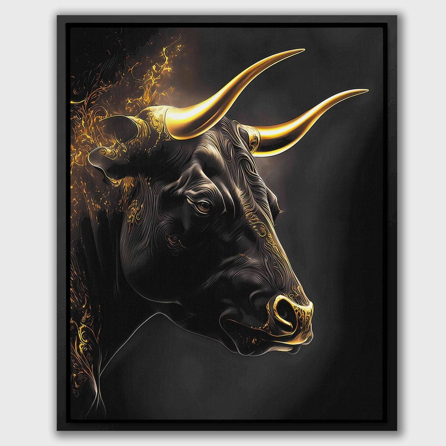 Golden Bull - Oversized Animals Canvas Wall Art
