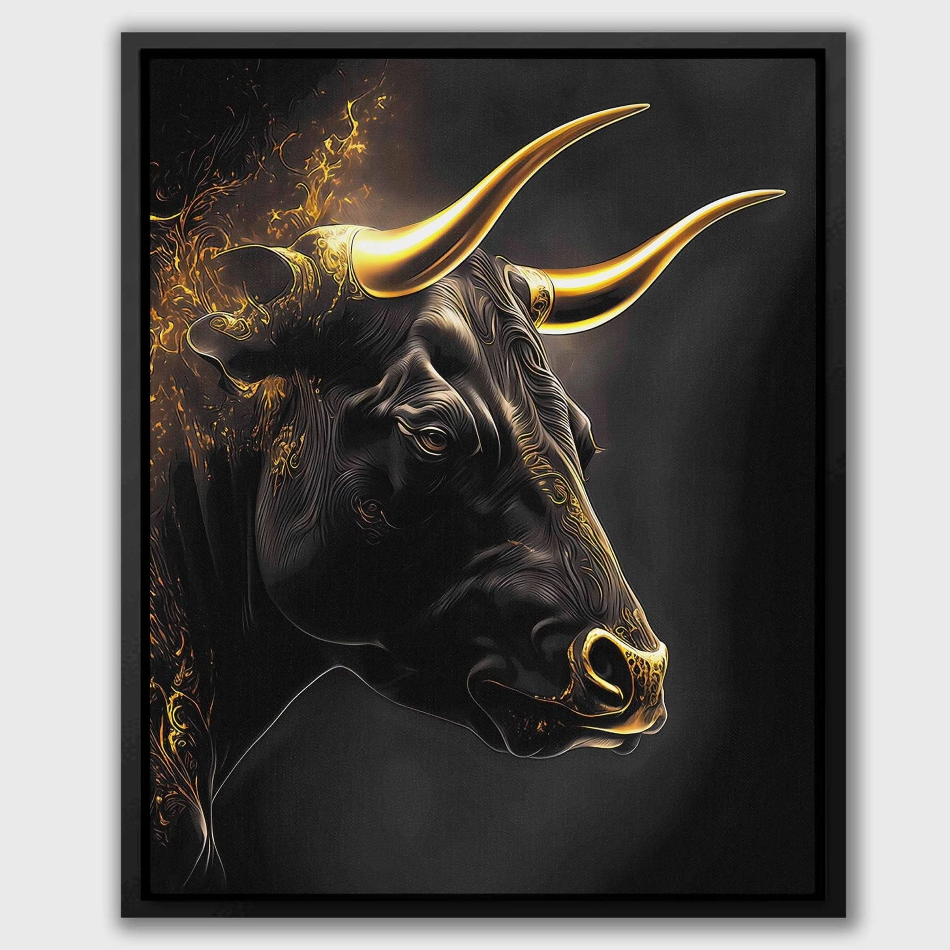 Golden Bull - Oversized Animals Canvas Wall Art