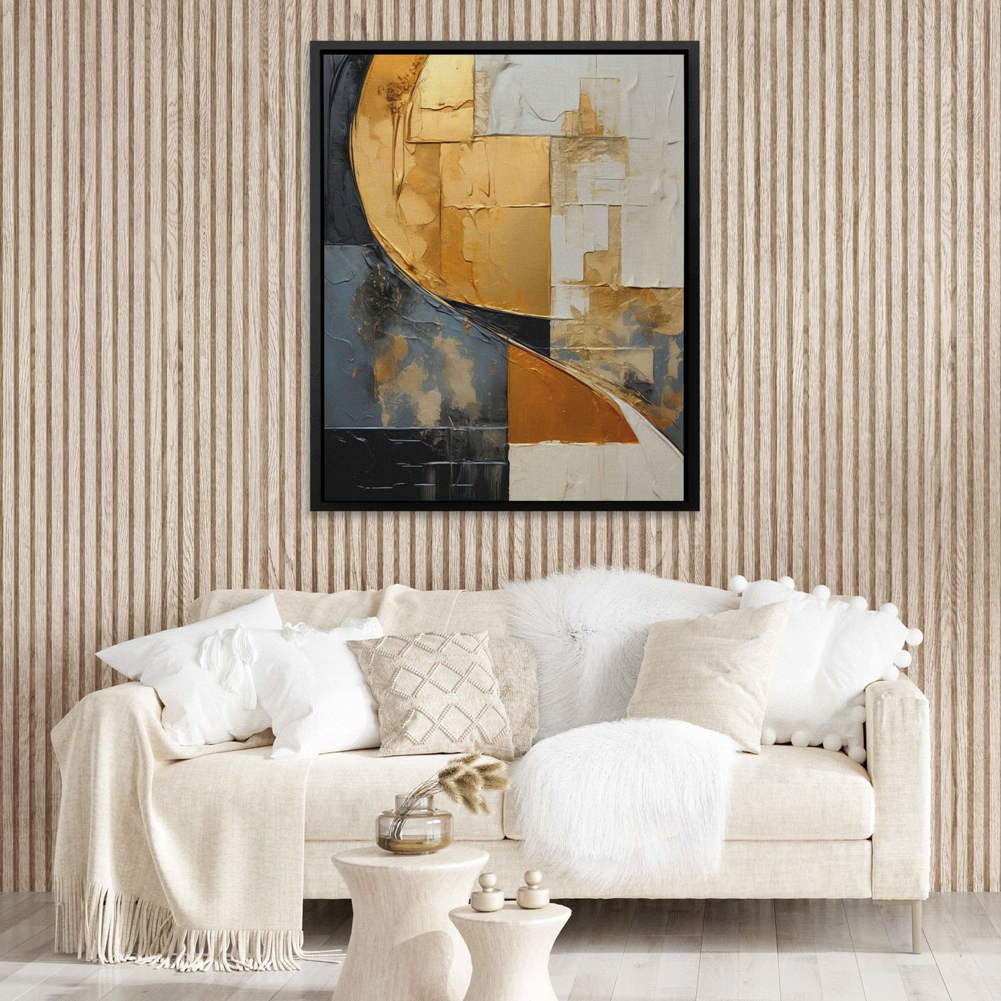 Golden Cascade - Black Canvas Print