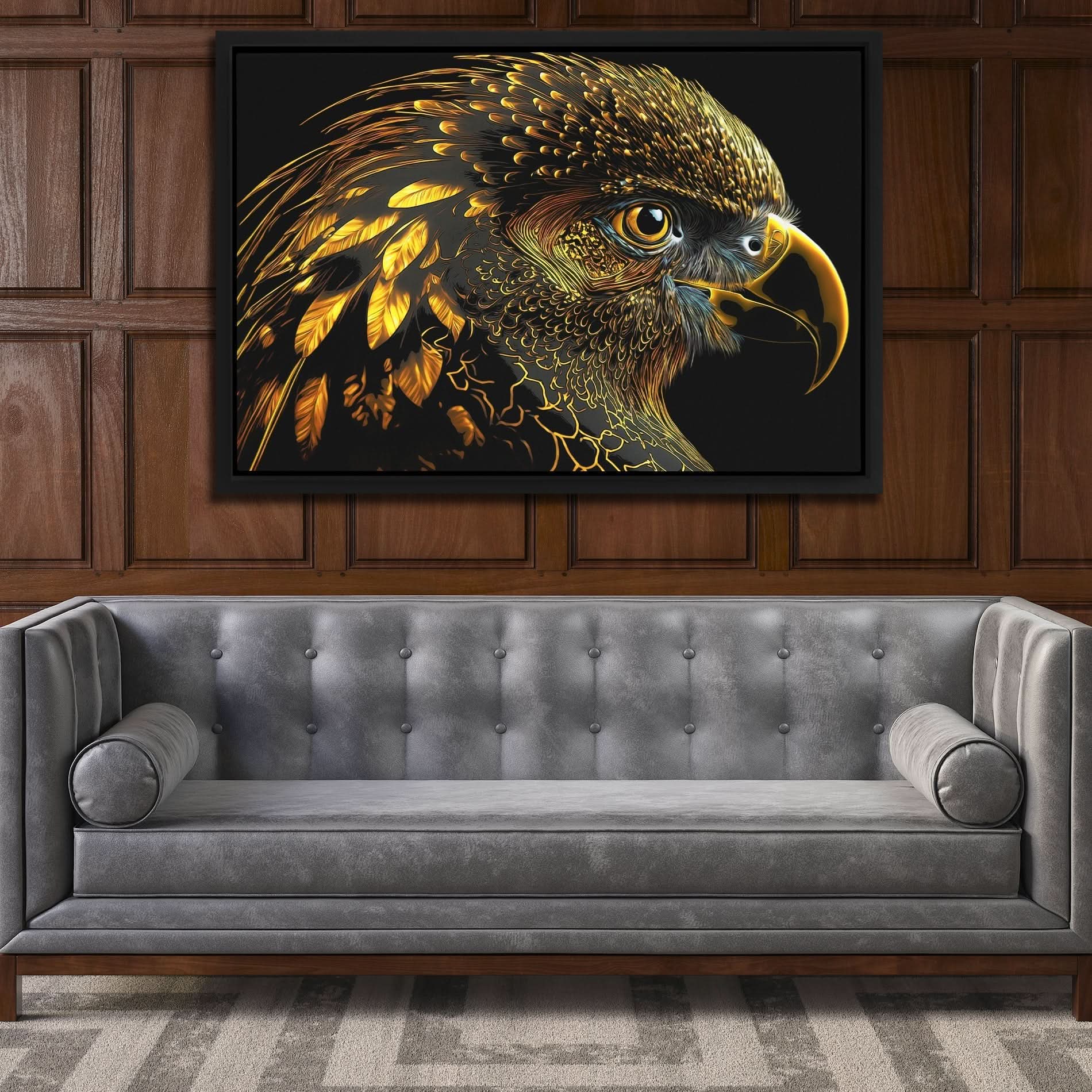 Golden Caw - Black Wall Art