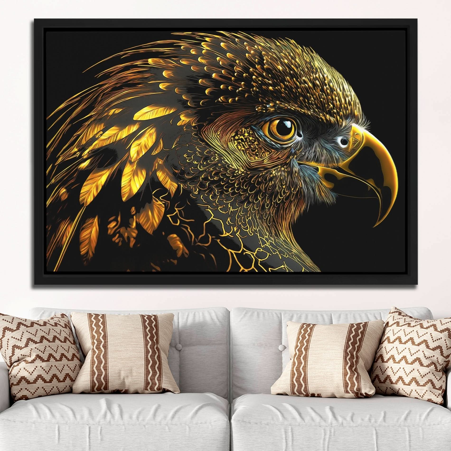 Golden Caw - Oversized Animals Canvas Wall Art