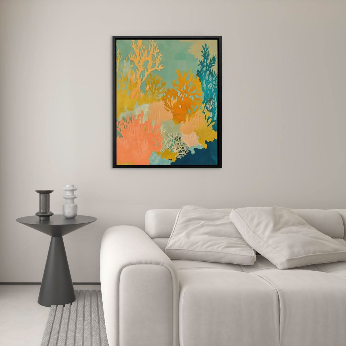 Golden Coral Bloom - Abstract Earth Tones Canvas Wall Art