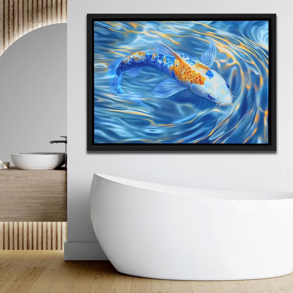 Golden Crest Koi - Coastal Art for Bathroom