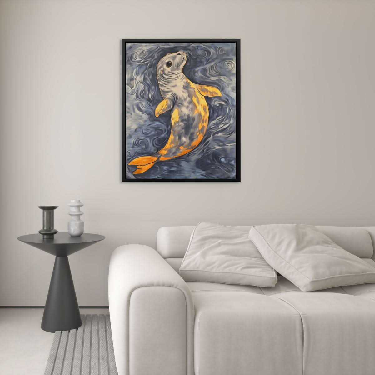 Golden Currents - Blue Canvas Wall Art