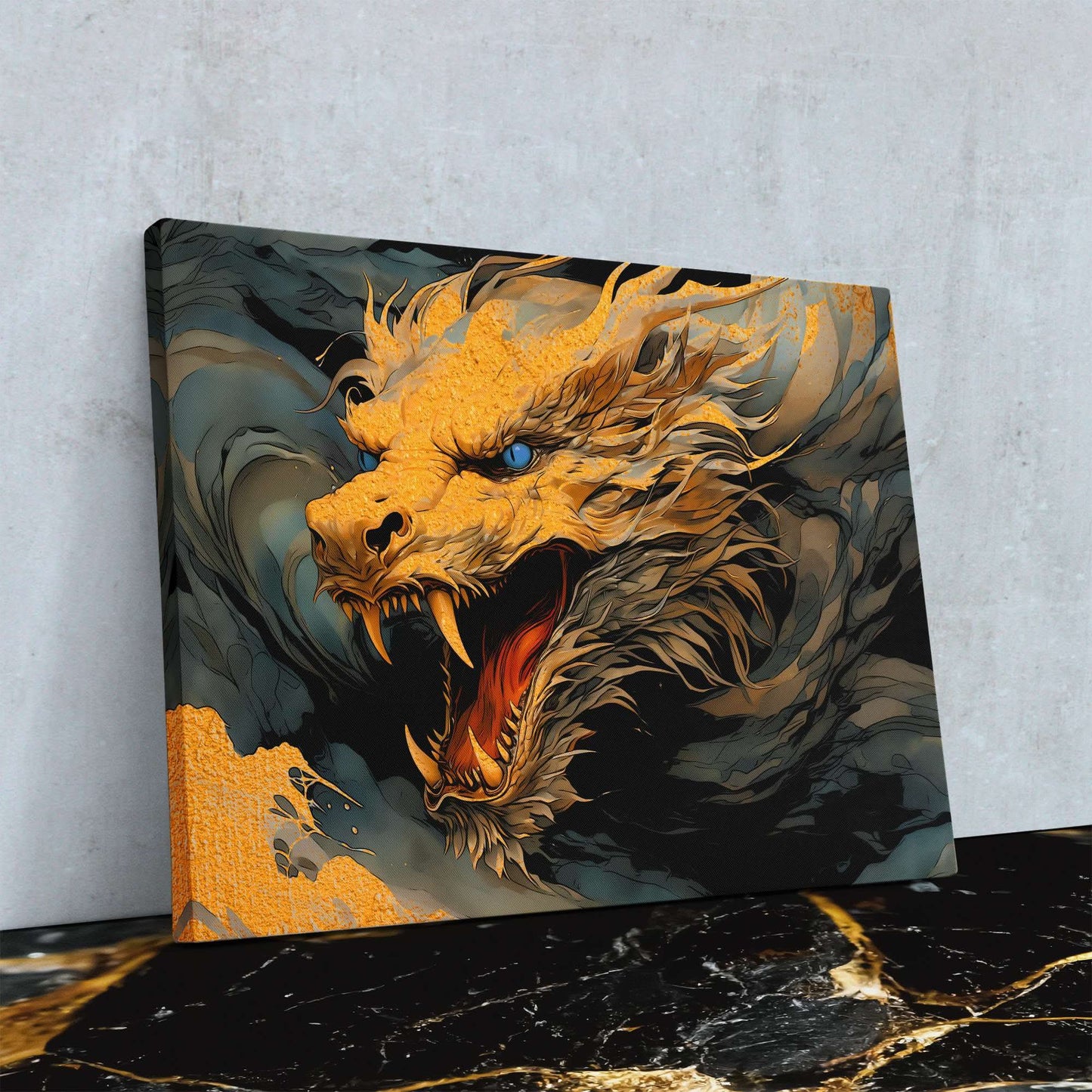 Golden Dragon - Asian Art for Living Room
