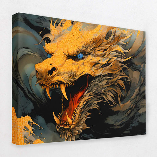 Golden Dragon - Asian Canvas Wall Art
