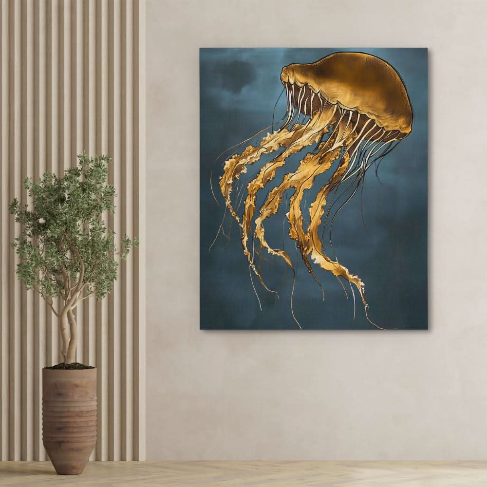 Golden Drift Jellyfish - Large Canvas Print