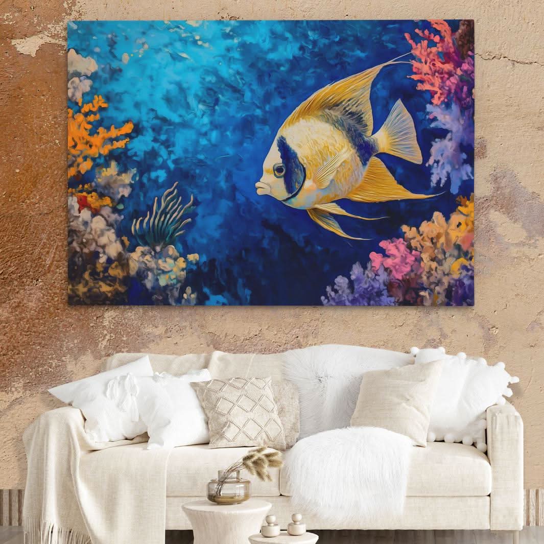 Golden Echoes of the Deep - Colorful Canvas Wall Art