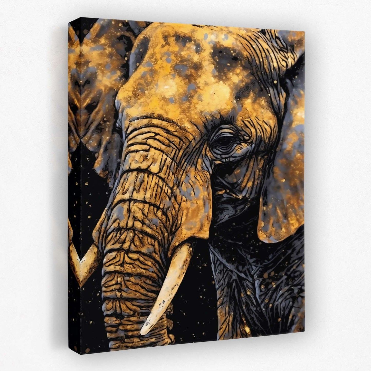 Golden Elephant - Africa Canvas Wall Art