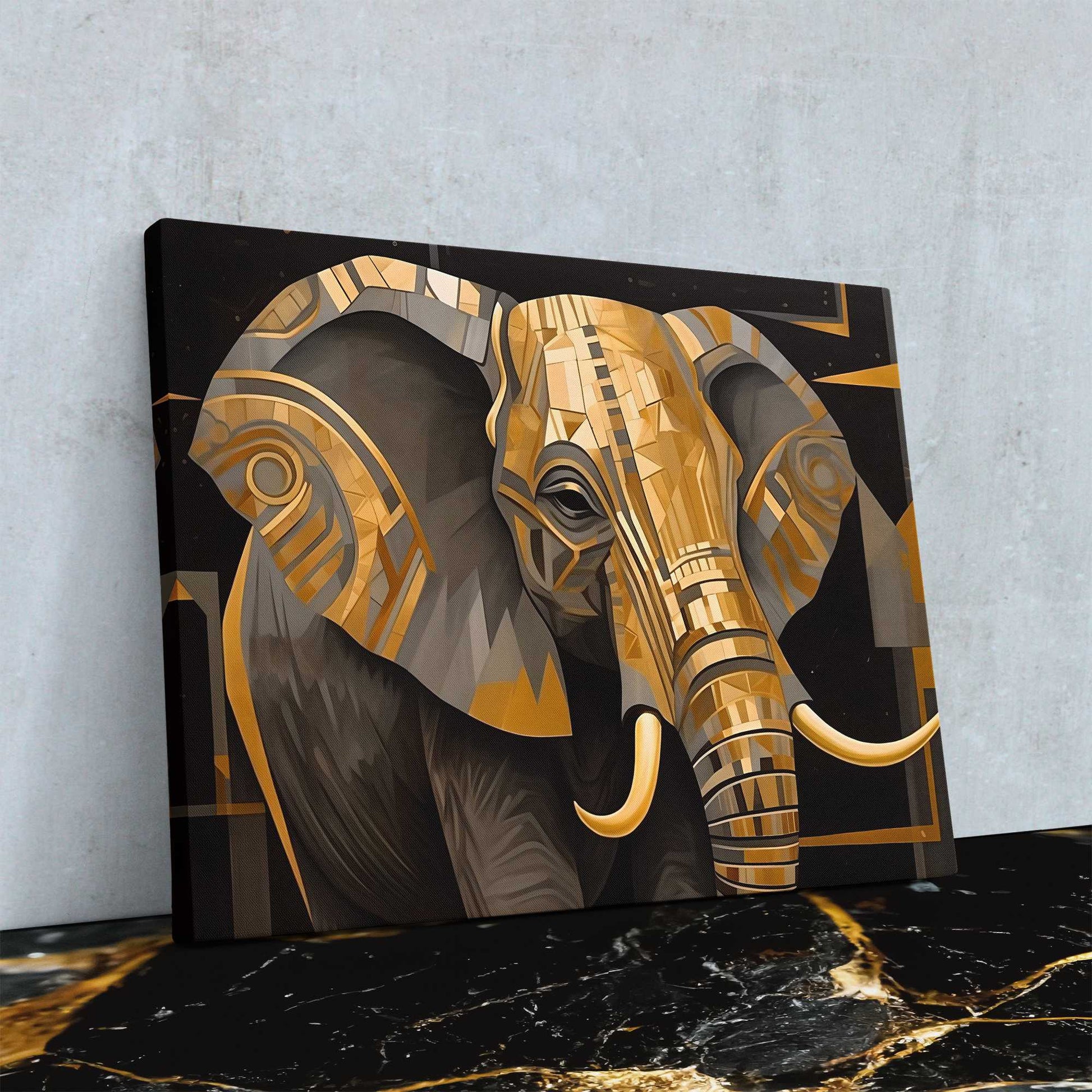 Golden Elephant - Black and Gold Elephant Canvas Print