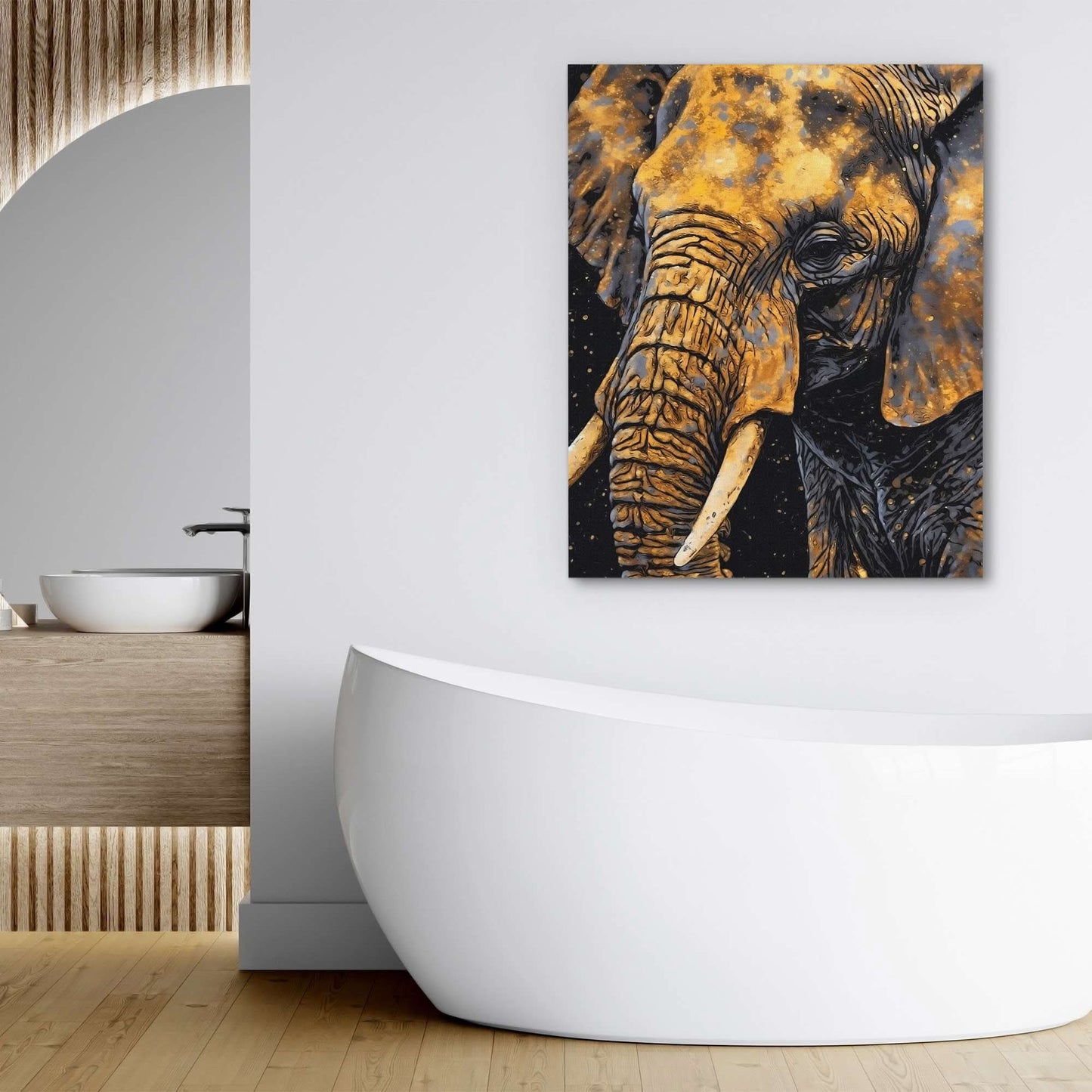 Golden Elephant - Black Wall Art