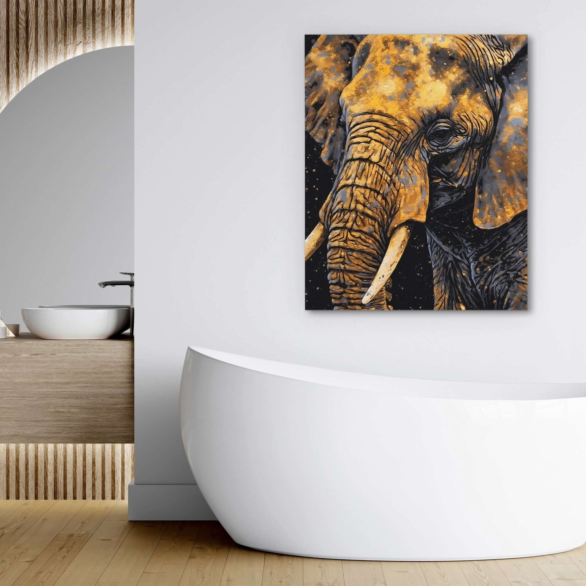 Golden Elephant - Black Wall Art