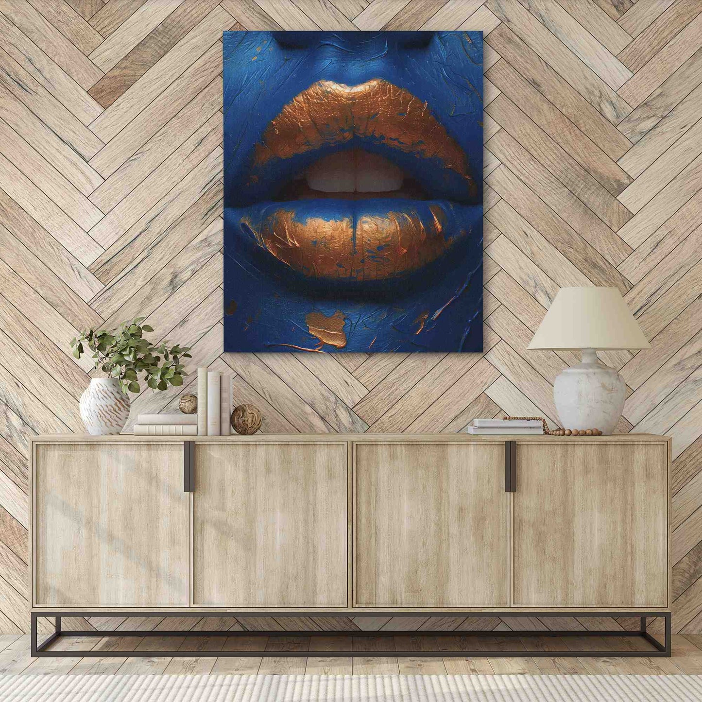Golden Elixir - Blue Canvas Wall Art