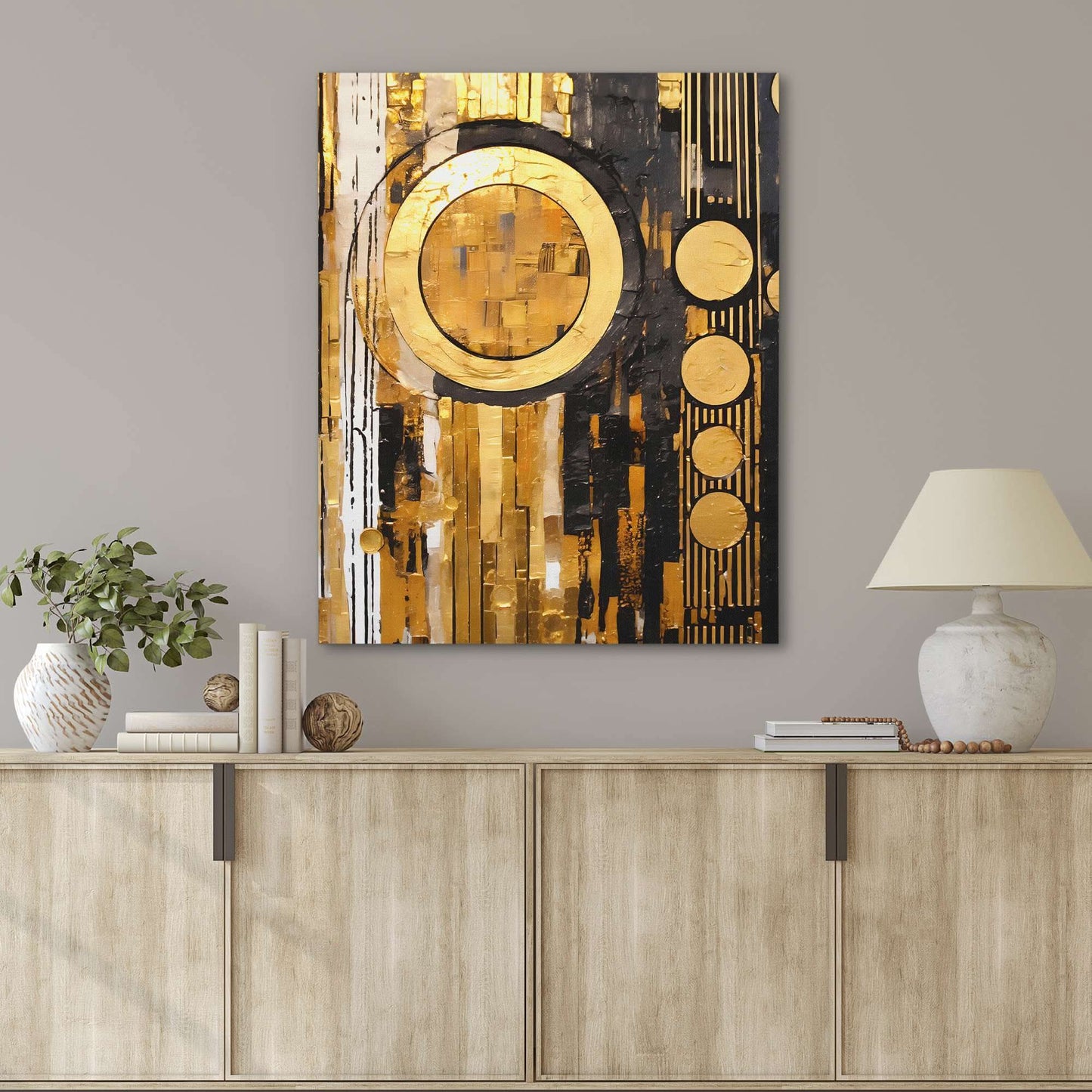 Golden Embrace - Abstract Black and Gold Canvas Wall Art