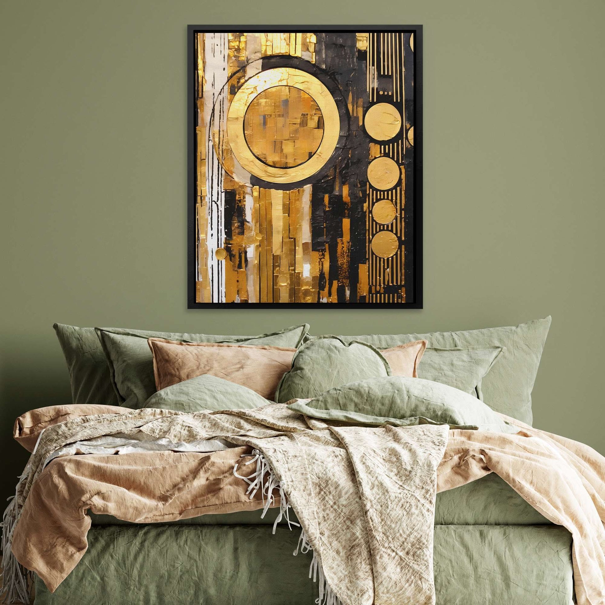 Golden Embrace - Black Gold and White Art