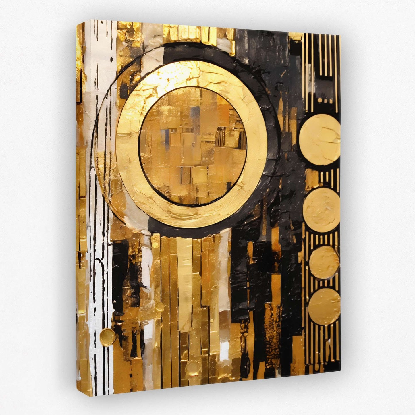 Golden Embrace - Black Gold and White Canvas Wall Art