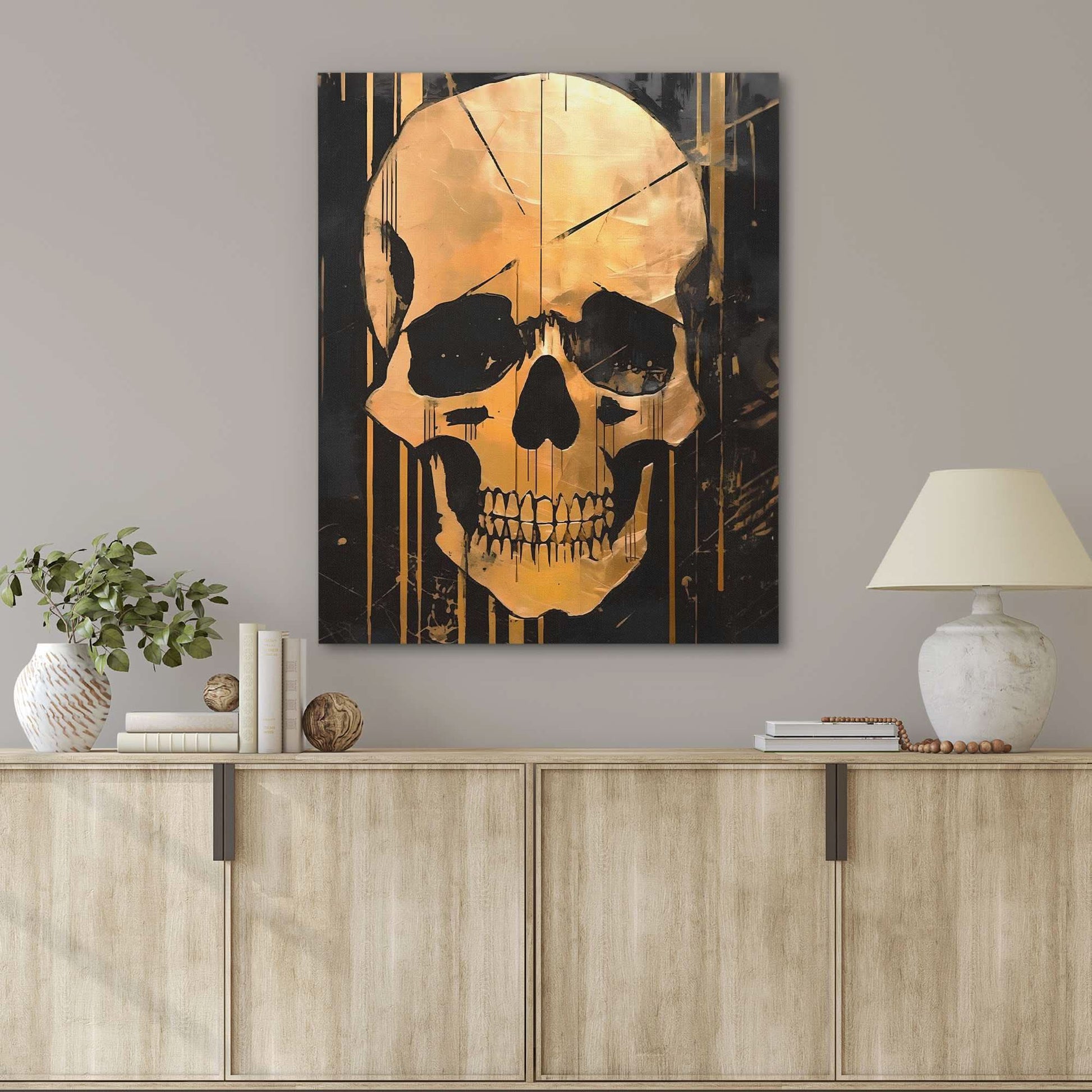 Golden Eternity - Gothic Black Canvas Wall Art