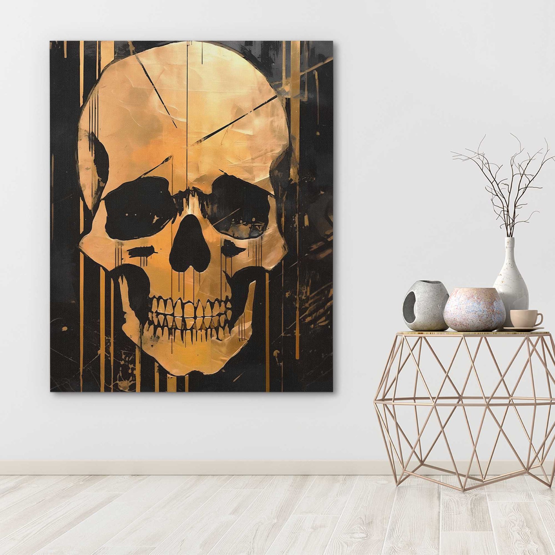 Golden Eternity - Gothic Wall Art in Black Frame