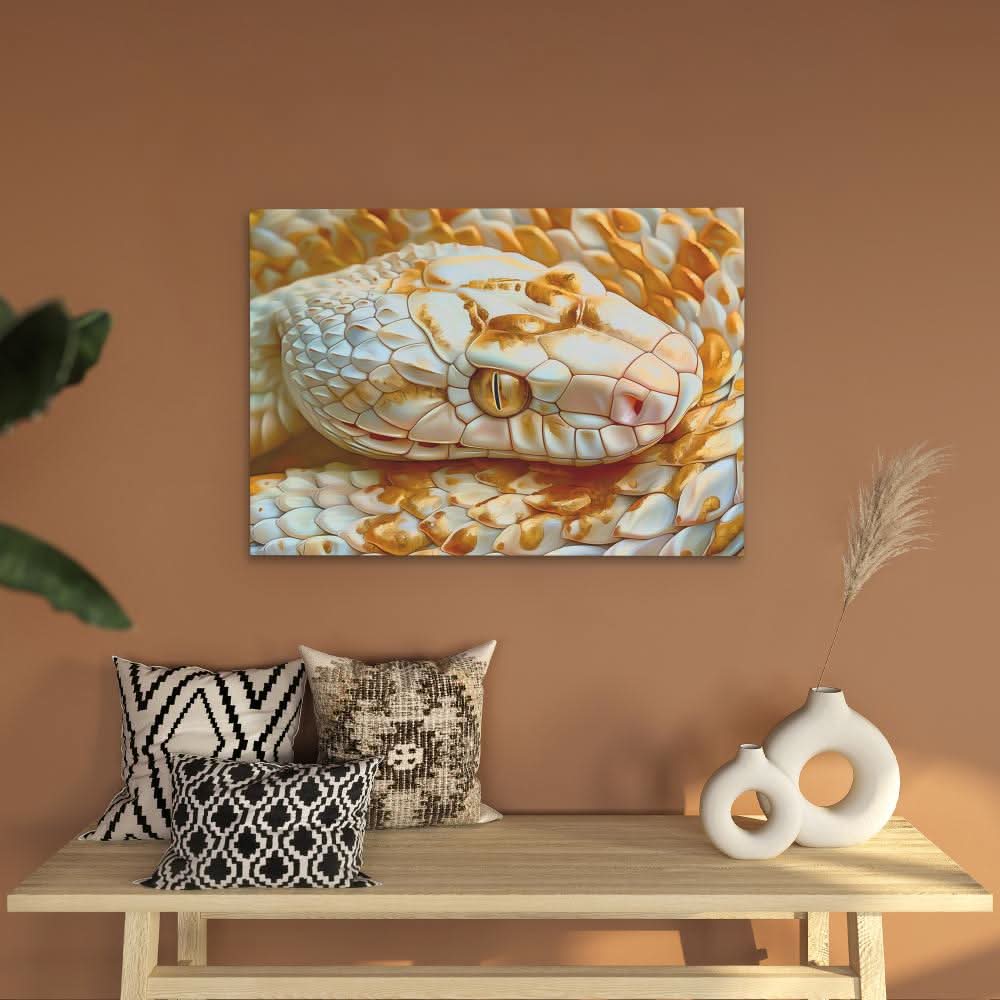 Golden Eyed Snake - Modern Wall Art in Black Frame