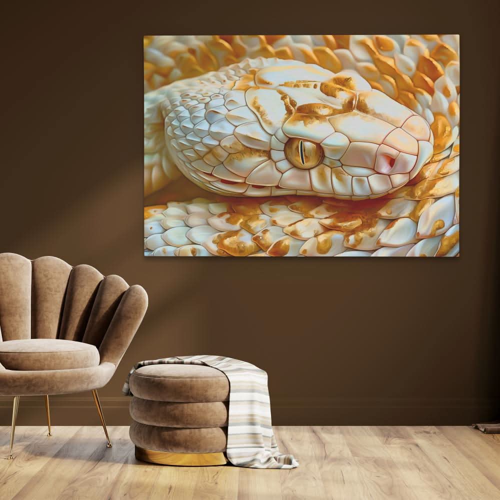 Golden Eyed Snake - Modern Gold Canvas Wall Art