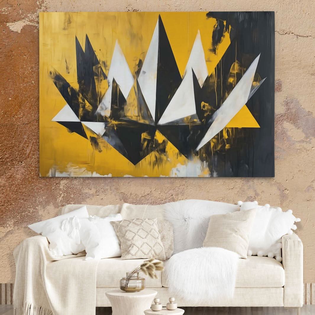 Golden Fracture - Minimalist Black and Gold Canvas Wall Art