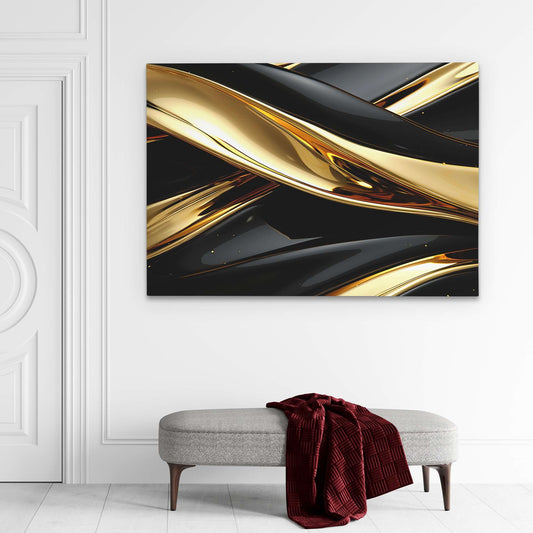 Golden Glimmer - Minimalist Wall Art in Black Frame
