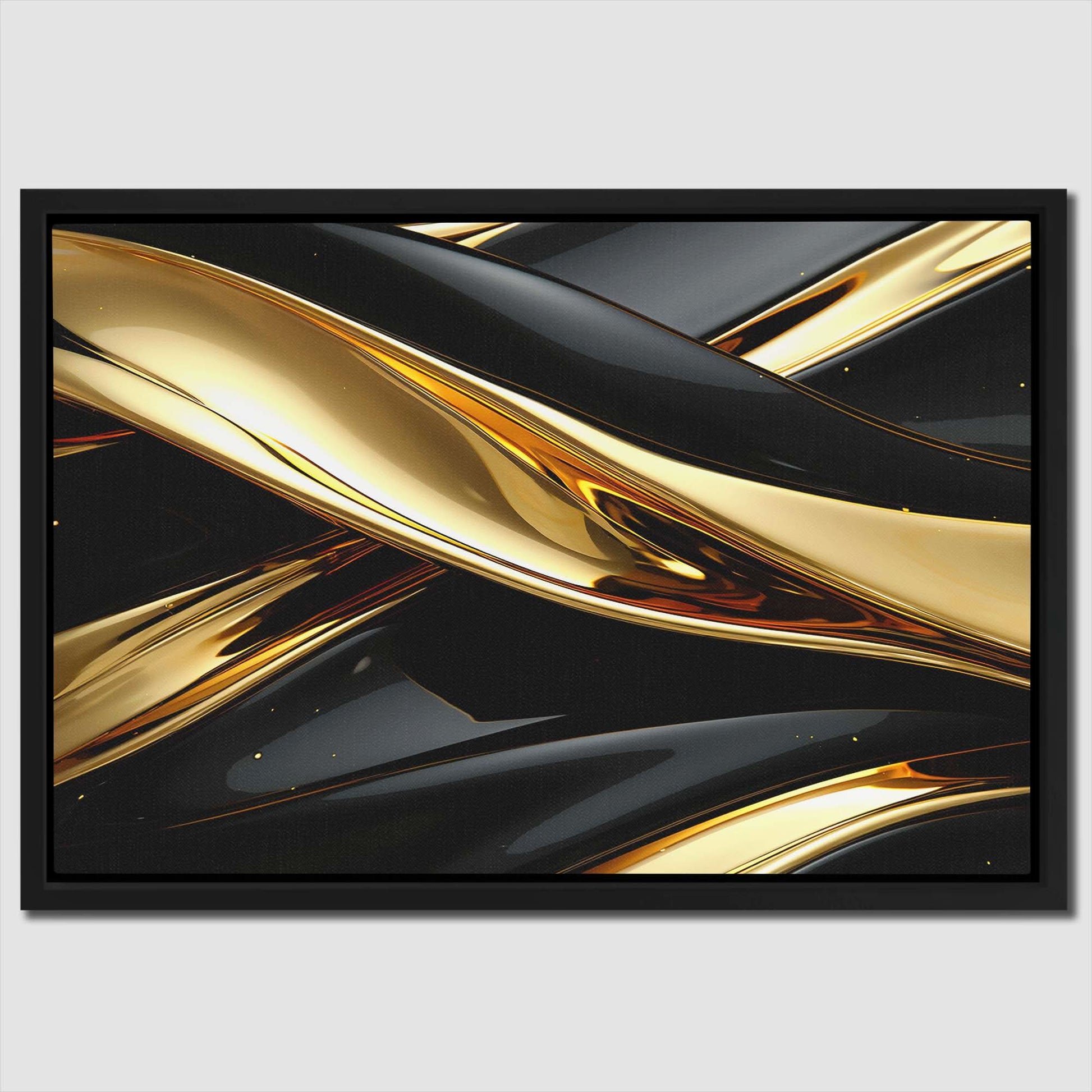 Golden Glimmer - Minimalist Black Canvas Wall Art