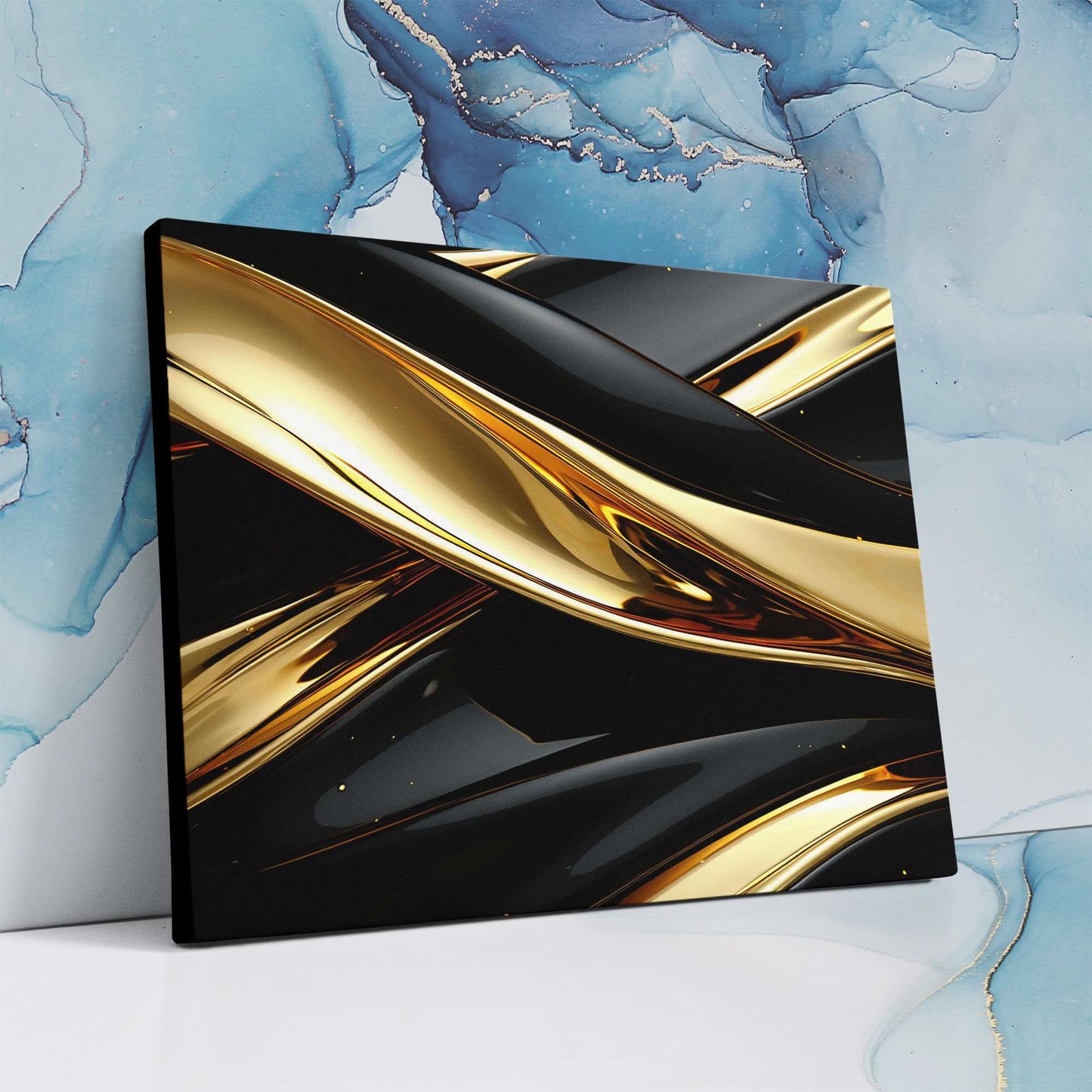 Golden Glimmer - Black Wall Art for Kitchen