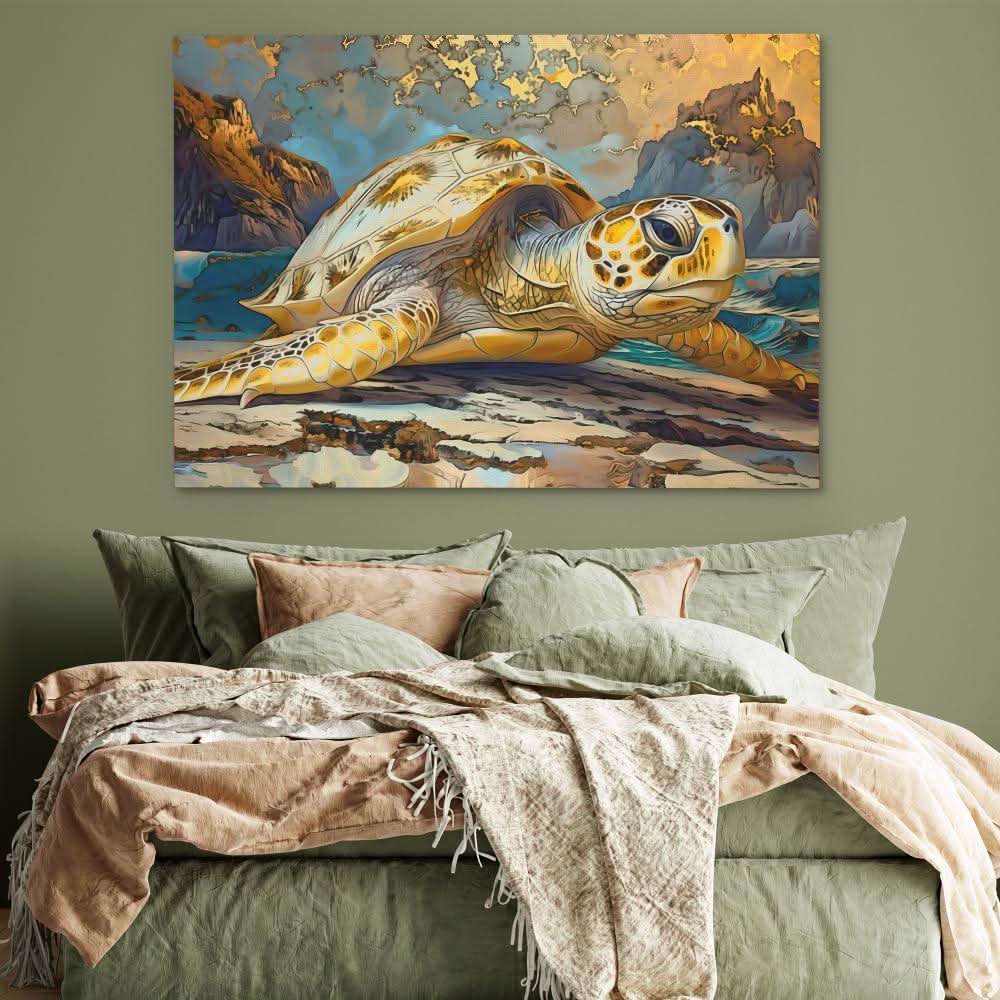 Golden Glow - Modern Wall Art in Black Frame