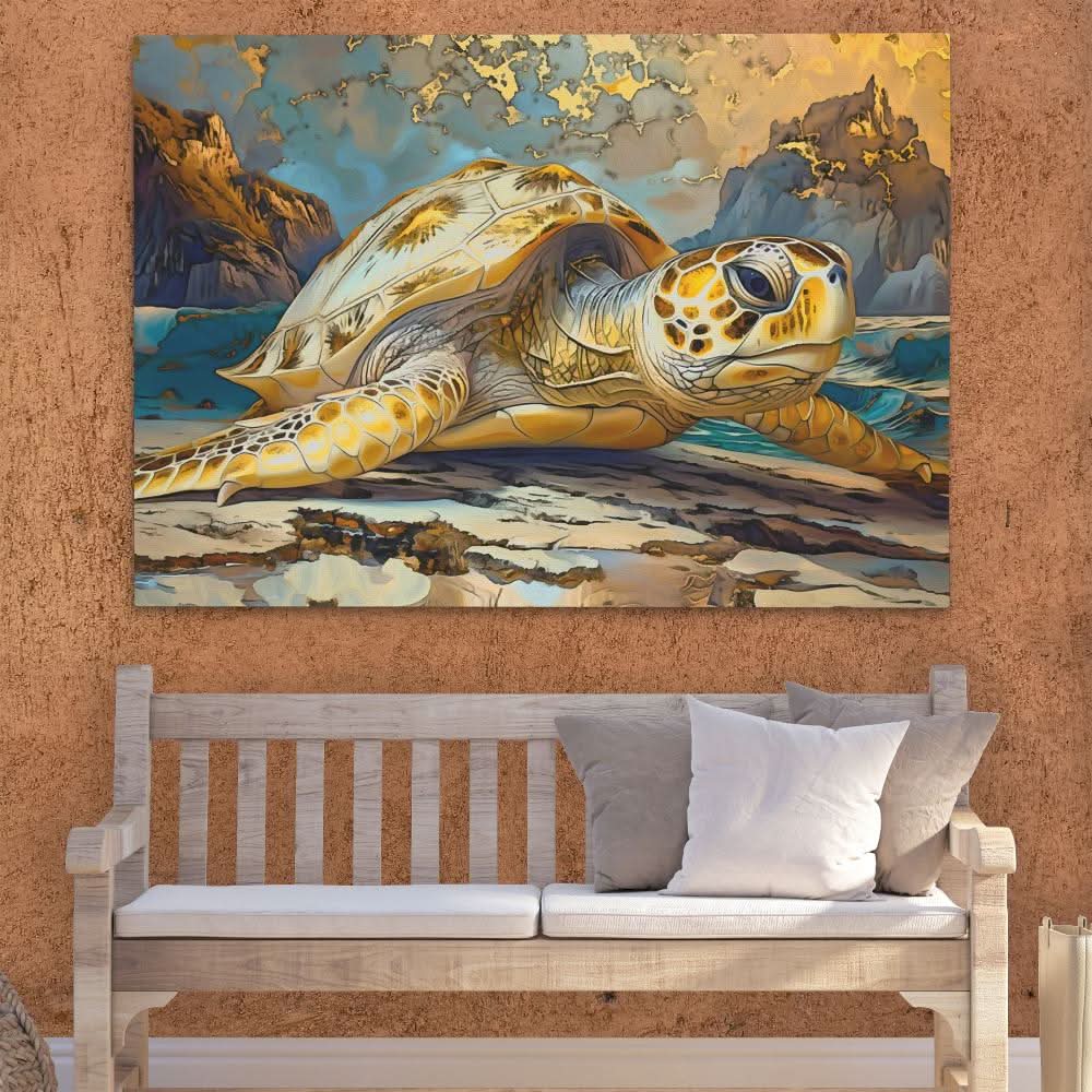 Golden Glow - Brown Coastal Canvas Print